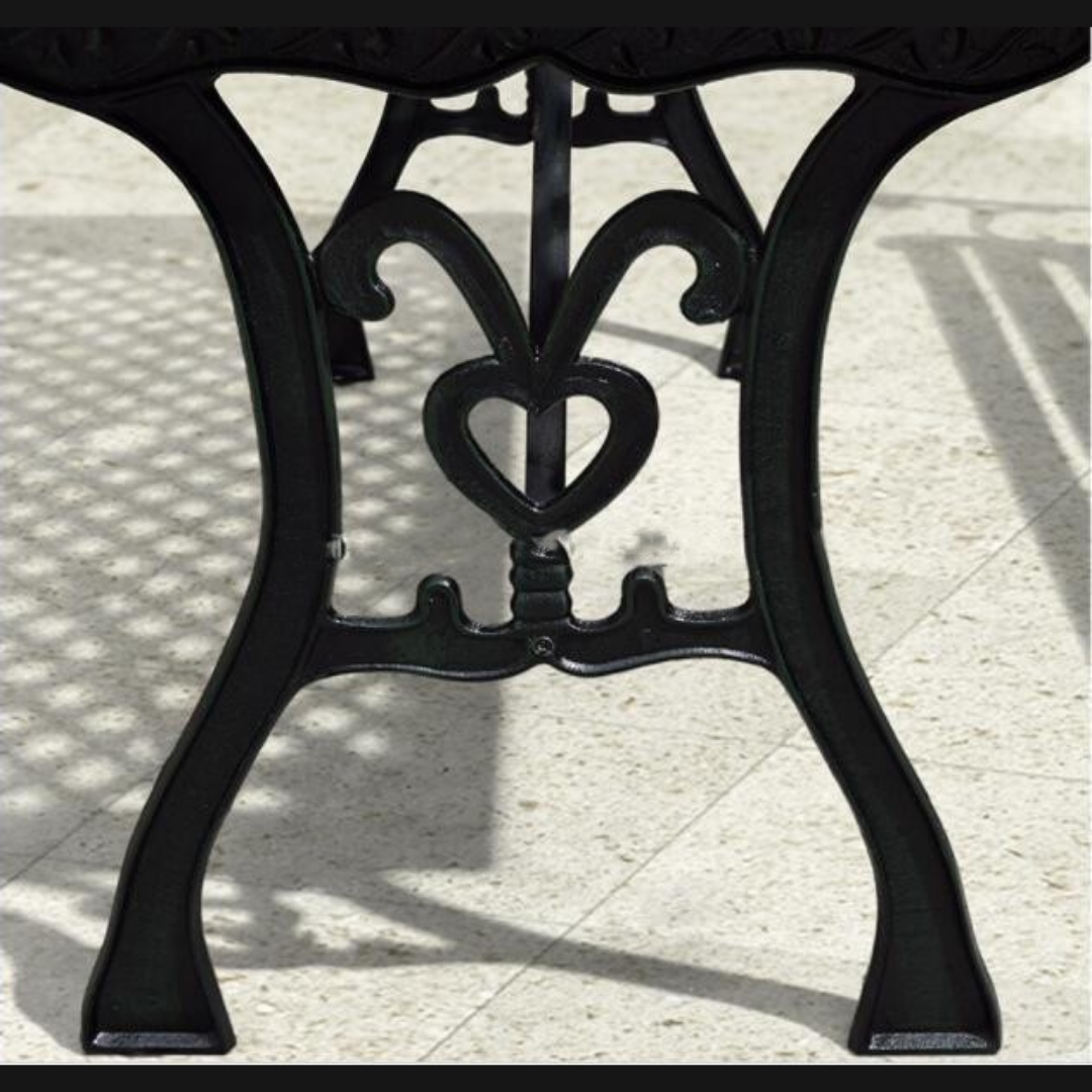Spacepanda Oggon Heavy Duty Cast Iron Wooden Table For Garden and Outdoor in Brown